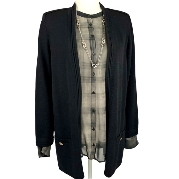 ST. JOHN Wool Knit Longline Jacket - Picture 9 of 14